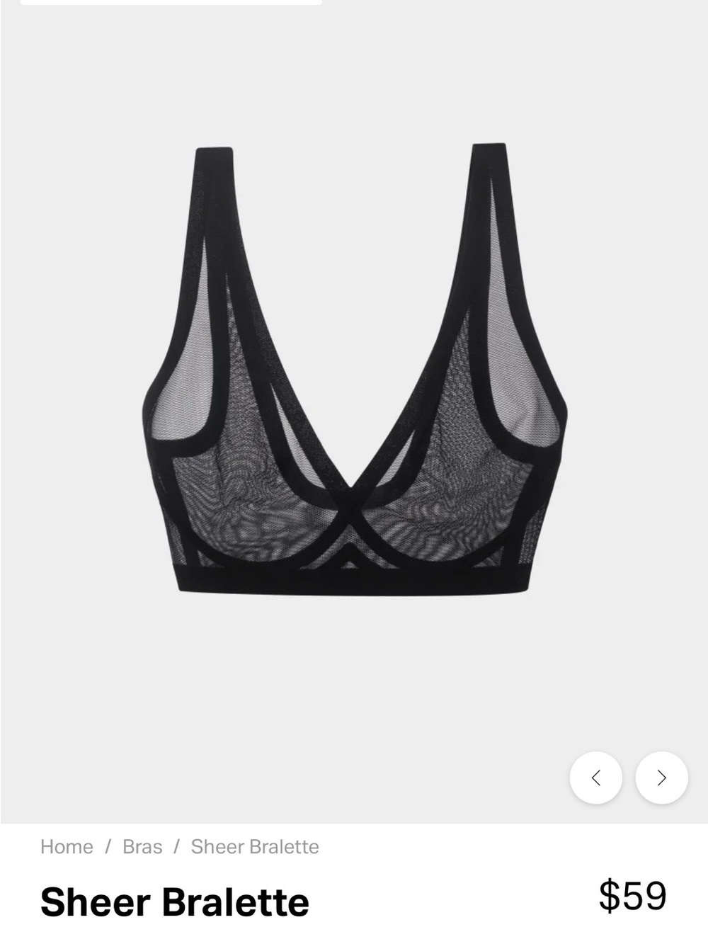 Sheer Black Wireless Bralette - Picture 4 of 8